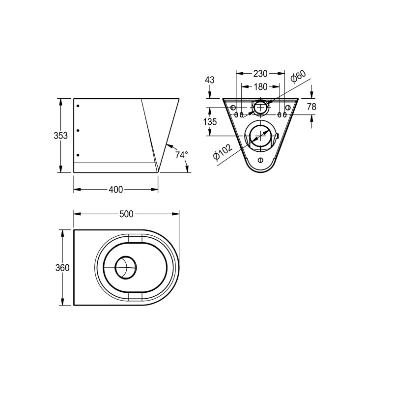 KWC Campus Stainless Steel Wall Mounted Toilet Pan